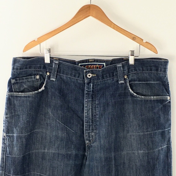 Levis Mens 569 Loose Straight Denim Jeans Blue Baggy Button Flap Pockets 40 x 32 - Picture 3 of 16